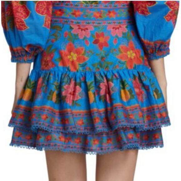 NWOT FARM Rio Tropical Tapestry Mini Skirt in Blue SZ S - Picture 3 of 8